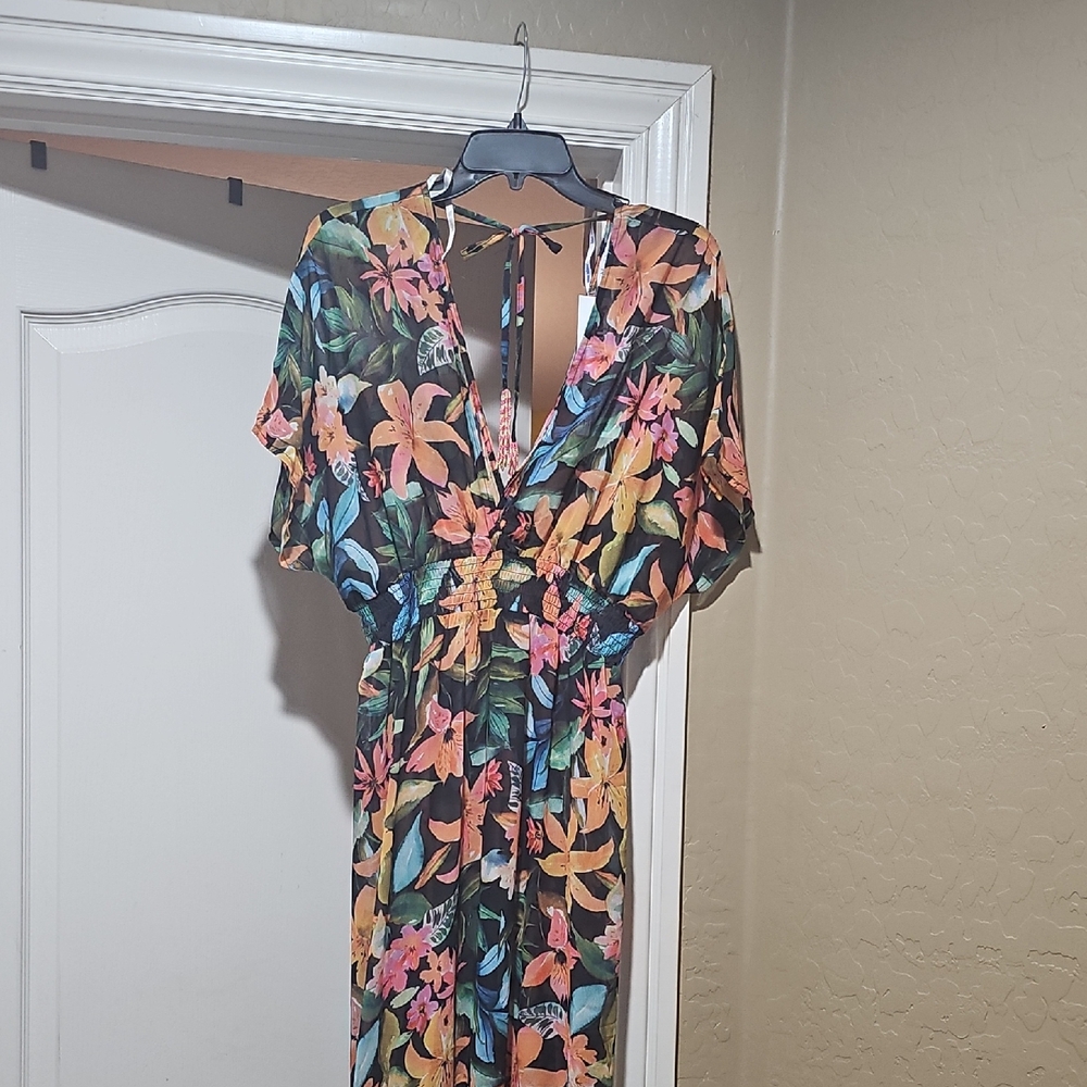 Blue Island Floral Print Maxi Dress